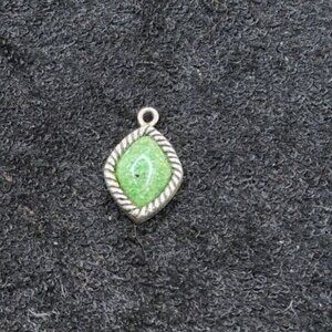 Vintage .925 Sterling Silver and Green Turquiose inset Charm